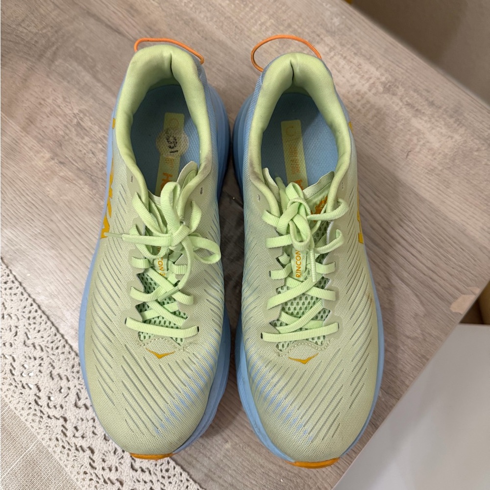 Hoka Athletic Shoes in Light Green, Pale Blue & Orange - Picture 5 of 7